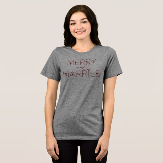 クリスマスホリデー新着たった今結婚しました開始日 トライブレンドTシャツ (正面全面)