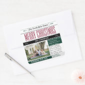 クリスマスホリデー新聞をテーマにしたステッカー スクエアシール (封筒)