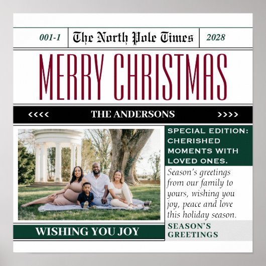 クリスマスホリデー新聞をテーマにしたステッカー ポスター (正面)