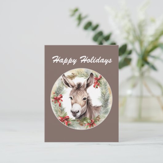 クリスマスホリデー水の色のロバ追加文字 シーズンポストカード (スタンド正面)