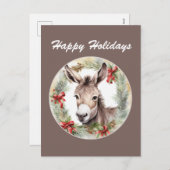 クリスマスホリデー水の色のロバ追加文字 シーズンポストカード (正面/裏面)