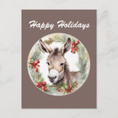 クリスマスホリデー水の色のロバ追加文字 シーズンポストカード (正面)
