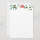 クリスマスホリデー水の色バニー。うさぎ、フローラ シーズンカード (裏面)