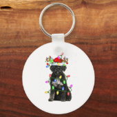 クリスマスホリデー照明サンタポルトガルウォータードッグC キーホルダー (正面)