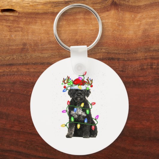 クリスマスホリデー照明サンタポルトガルウォータードッグC キーホルダー (正面)