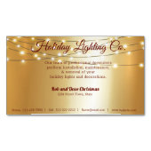 クリスマスホリデー照明会社かわいらし金ゴールド マグネット名刺 (正面)