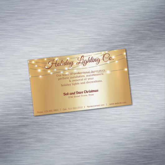 クリスマスホリデー照明会社かわいらし金ゴールド マグネット名刺 (インサイチュ)