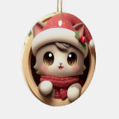 クリスマスホリデー猫ネコが破裂 セラミックオーナメント (右)