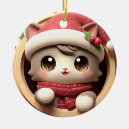 クリスマスホリデー猫ネコが破裂 セラミックオーナメント