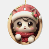クリスマスホリデー猫ネコが破裂 セラミックオーナメント (左)