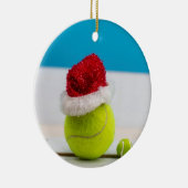 クリスマスホリデー用サンタハット付きテニスボール セラミックオーナメント (右)