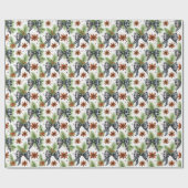 クリスマスホリデー白黒ギンガムチェック弓 ラッピングペーパー (フラット)