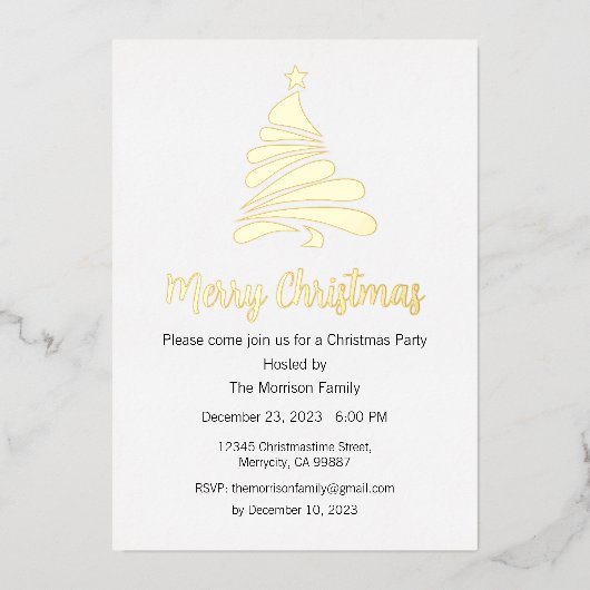 クリスマスホリデー箔のポストカード, クリスマスパーティーの招待状 箔シーズンカード (正面)