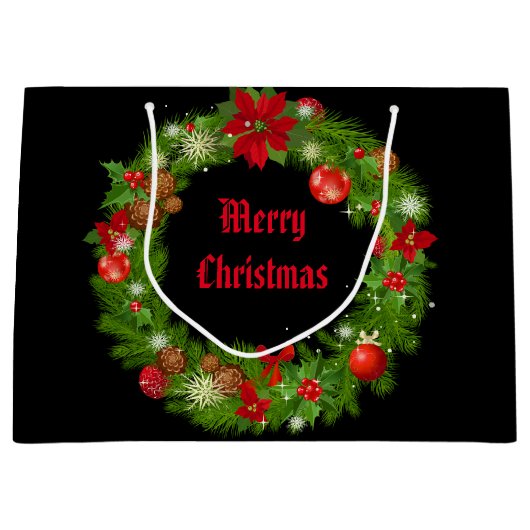 クリスマスホリデー紙抱き枕 ラージペーパーバッグ (正面)