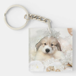 クリスマスホリデー素晴らしピレネーPUPウォーターカラー キーホルダー