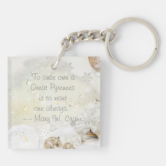 クリスマスホリデー素晴らしピレネーPUPウォーターカラー キーホルダー (裏面)