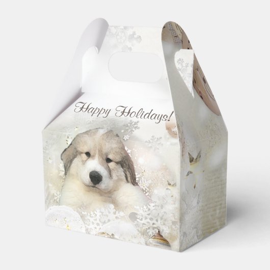 クリスマスホリデー素晴らしピレネーPUPウォーターカラー フェイバーボックス (正面サイド)