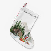 クリスマスホリデー素朴ウッドランドムースカスタムホテル スモールクリスマスストッキング (正面 (吊り時))