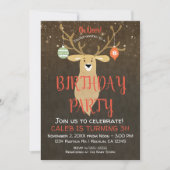 クリスマスホリデー素朴ディアバースデーパーティー 招待状 (正面)