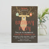 クリスマスホリデー素朴ディアバースデーパーティー 招待状 (スタンド正面)