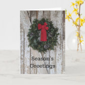 クリスマスホリデー素朴リースウッドバーンドア カード (黄色い花)