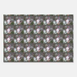 クリスマスホリデー素朴レッドグレー格言パターン ラッピングペーパーシート