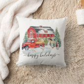 クリスマスホリデー素朴ヴィンテージトラックバーンファーム クッション (ブランケット)
