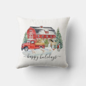 クリスマスホリデー素朴ヴィンテージトラックバーンファーム クッション (裏面)
