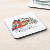クリスマスホリデー素朴ヴィンテージトラックバーンファーム コースター (左側)