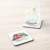 クリスマスホリデー素朴ヴィンテージトラックバーンファーム コースター (右側)