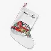クリスマスホリデー素朴ヴィンテージトラックバーンファーム スモールクリスマスストッキング (正面 (吊り時))