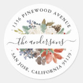 クリスマスホリデー素朴冬フローラアドレス ラウンドシール (正面)