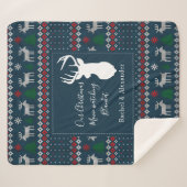 クリスマスホリデー編み物パターパーソナライズされたン シェルパブランケット (正面(横))