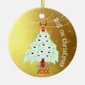 クリスマスホリデー転がトイレットツリーライト金ゴールド セラミックオーナメント (正面)