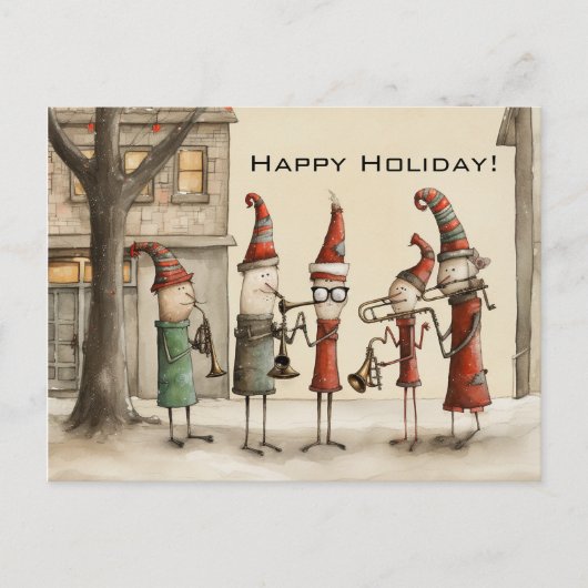 クリスマスホリデー通りミュージシャンはがき シーズンポストカード (正面)