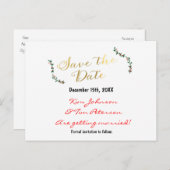 クリスマスホリデー金ゴールドホリーハガキ救ー日付 案内ポストカード (正面/裏面)