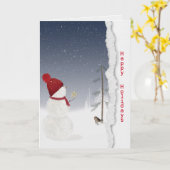 クリスマスホリデー雪だるまと金ゴールドスターカード カード (黄色い花)