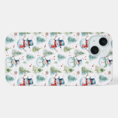 クリスマスホリデー雪だるまシームレスパターン iPhoneケース (裏面横)
