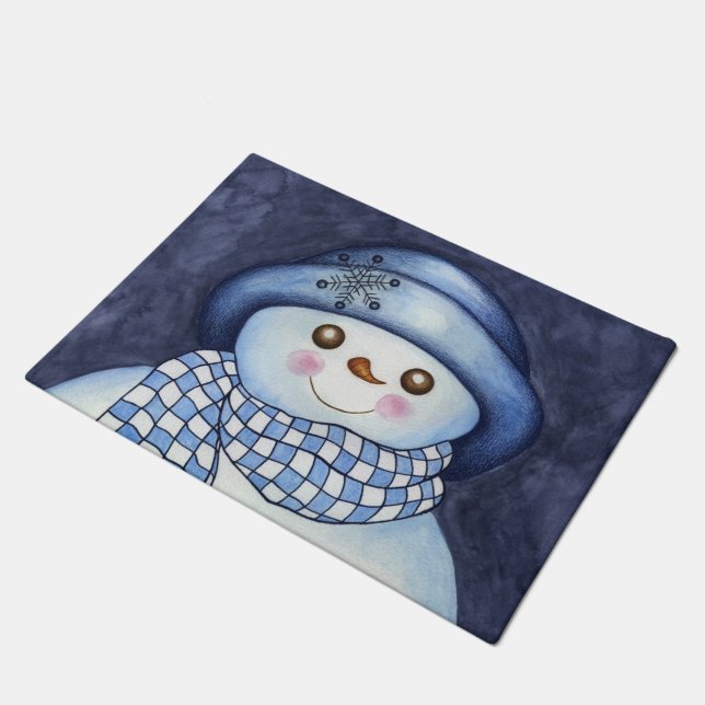 クリスマスホリデー雪だるまドームラグ ドアマット (アングル)