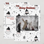 クリスマスホリデー雪だるまフレークフォトカミニマルード シーズンカード (正面/裏面)