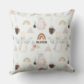 クリスマスホリデー雪だるまレインボーホットココア クッション (裏面)