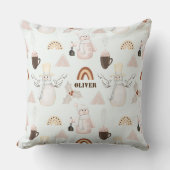 クリスマスホリデー雪だるまレインボーホットココア クッション (正面)