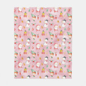 クリスマスホリデー雪だるま水彩ピンク フリースブランケット (正面)