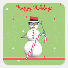 クリスマスホリデー雪だるま スクエアシール