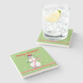 クリスマスホリデー雪だるま ストーンコースター (横)