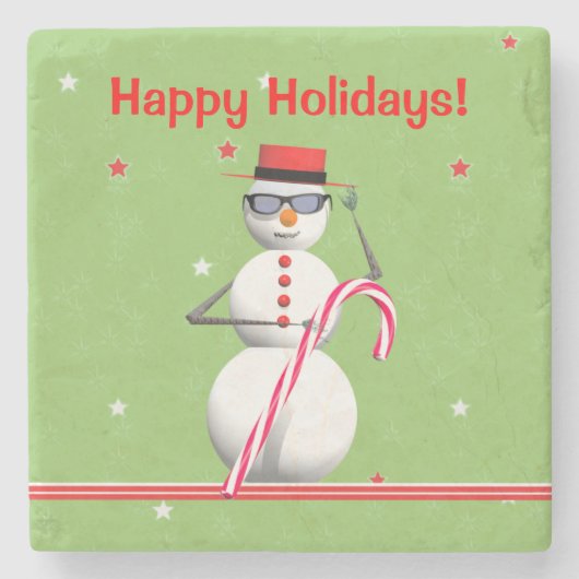 クリスマスホリデー雪だるま ストーンコースター (正面)