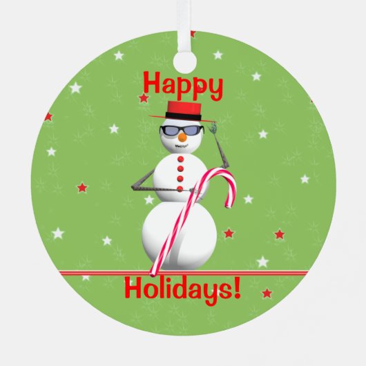 クリスマスホリデー雪だるま メタルオーナメント (裏面)