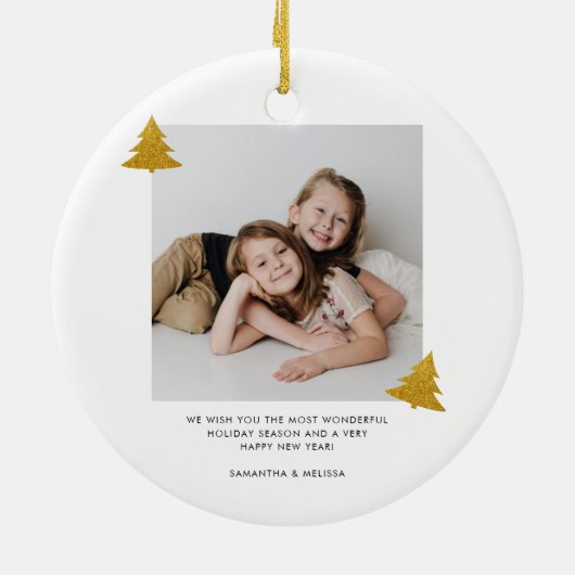 クリスマスホリデー2フォトファミリーキープサケ セラミックオーナメント (裏面)