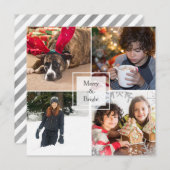 クリスマスホリデー4フォトグリーティングカスタムカード シーズンカード (正面/裏面)