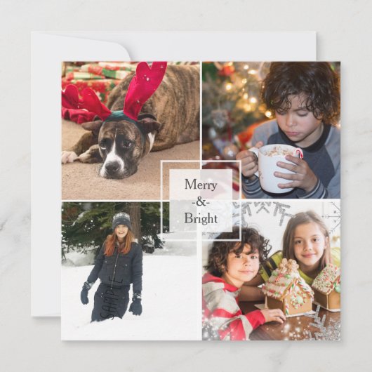 クリスマスホリデー4フォトグリーティングカスタムカード シーズンカード (正面)